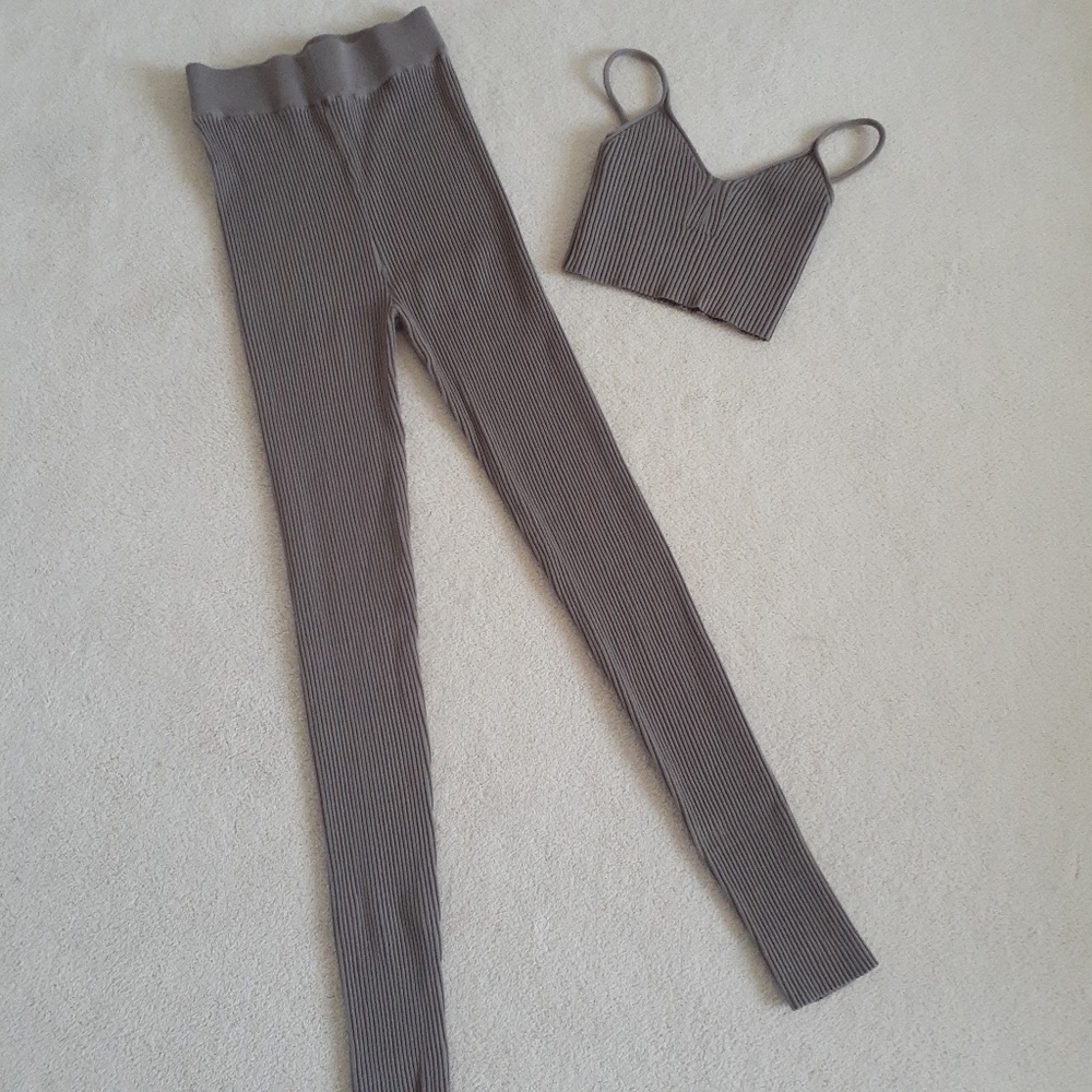 Zara Special Edition Knit Ribbed Leggings and Top Matching Set
